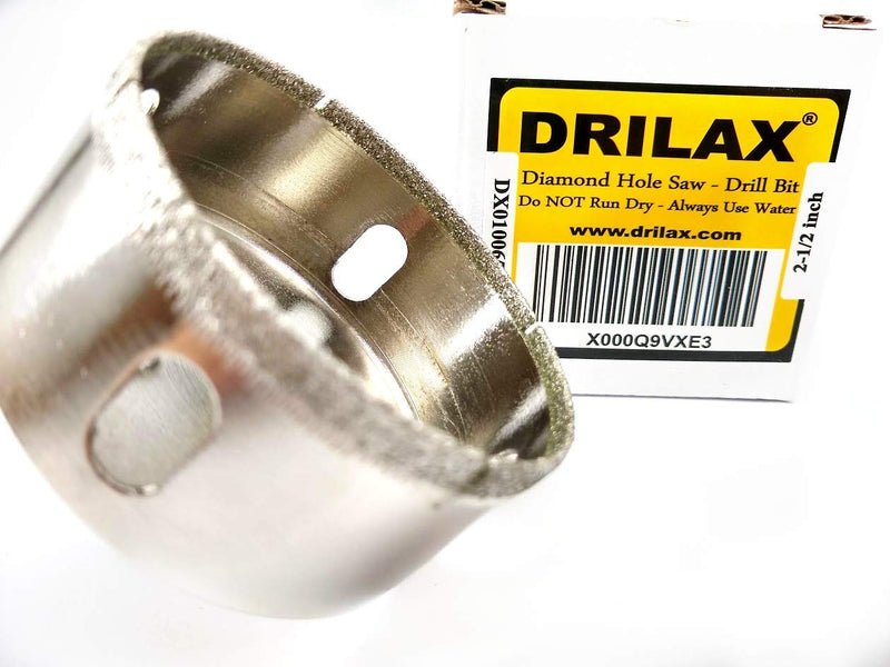 Drilax 2-1/2 inch Diamond Coated Drill Bit Hole Saw Ceramic Porcelain Tile Glass Fish Tank Marble Granite Quartz Holesaw Kitchen Bathroom Shower Faucet Drain Drilling Tool 2.5 Inch - NewNest Australia