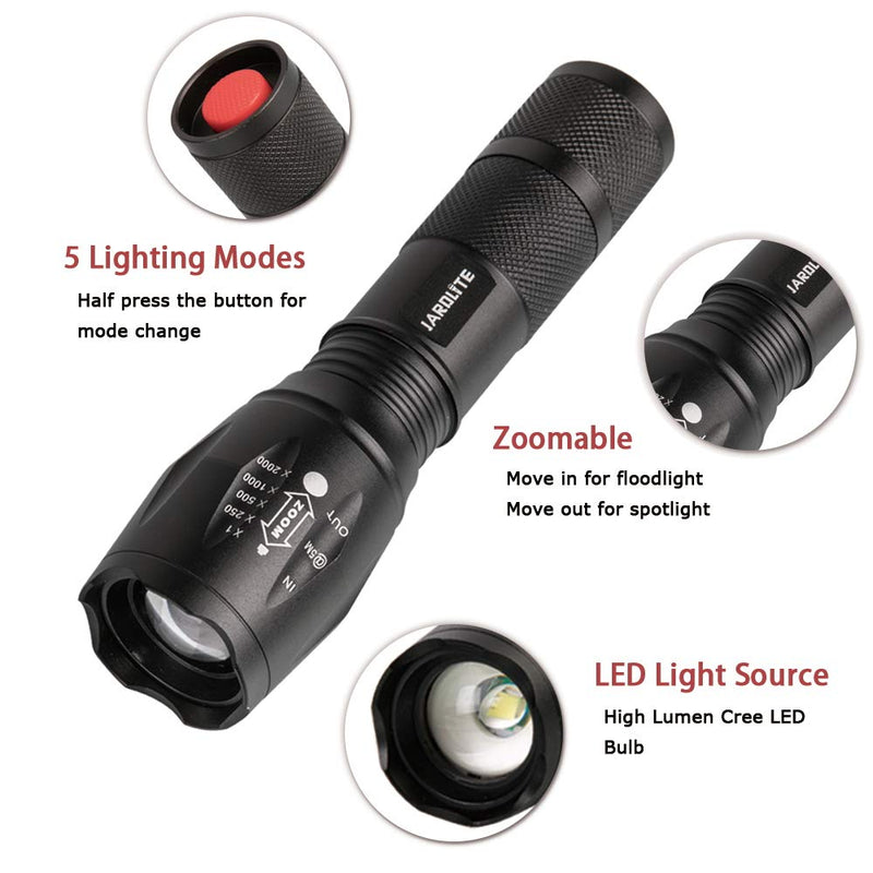 LED Emergency Handheld Flashlight, 4 Pack, Adjustable Focus, Water Resistant with 5 Modes, Best Tactical Torch for Hurricane, Dog Walking, Camping 4pack L1000 - NewNest Australia