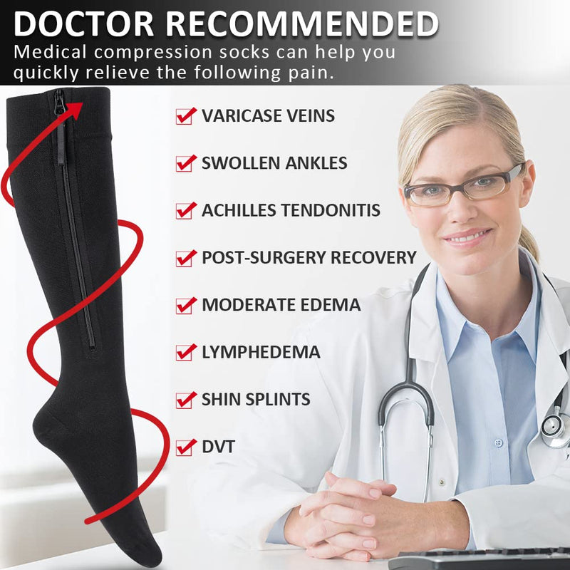 Ailaka Zipper Compression Stockings Medical 15-20Mmhg Compression Stockings For Women Men Support Stockings With Zipper For Varicose Veins Edema Recovery Pregnant - NewNest Australia