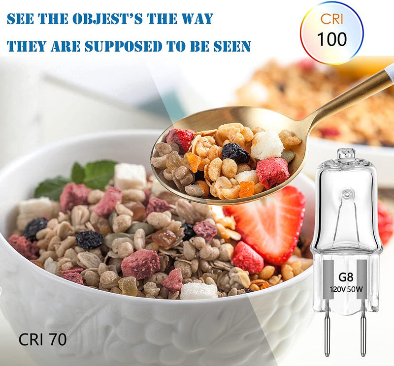 AHEVO G8 Light Bulbs 50W 120V Halogen Light Bulb G8 Base Bi-Pin 50W T4 JCD Warm White Under Cabinet Puck Lighting Replacements,10Pack - NewNest Australia