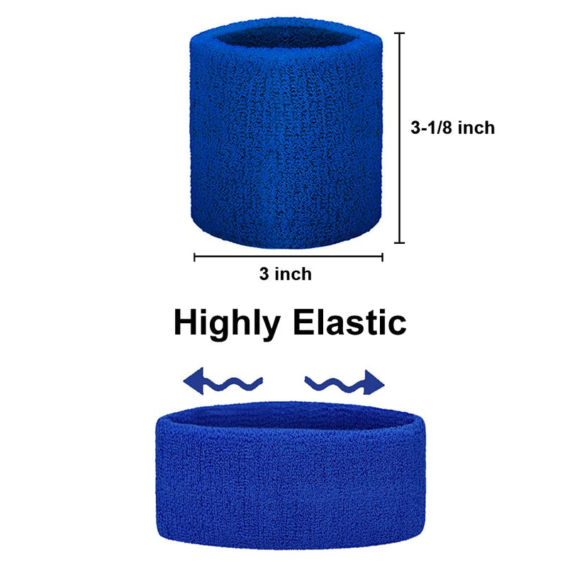 TOPTIE 12 PCS Wrist Sweatbands, Cotton Terry Cloth Sports Wristbands for Working Out Basketball Football Navy - NewNest Australia