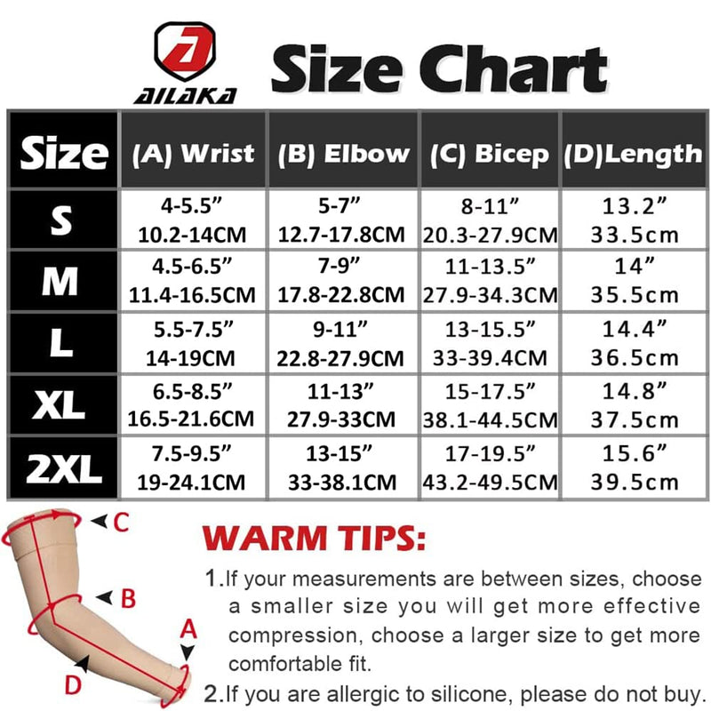Ailaka Medical Compression Arm Sleeves for Men Women - 20-30 mmHg Lymphedema Compression Sleeves Support for Arms Pain, Swelling, Edema, Post Surgery Recovery, Tendonitis XL Beige - NewNest Australia