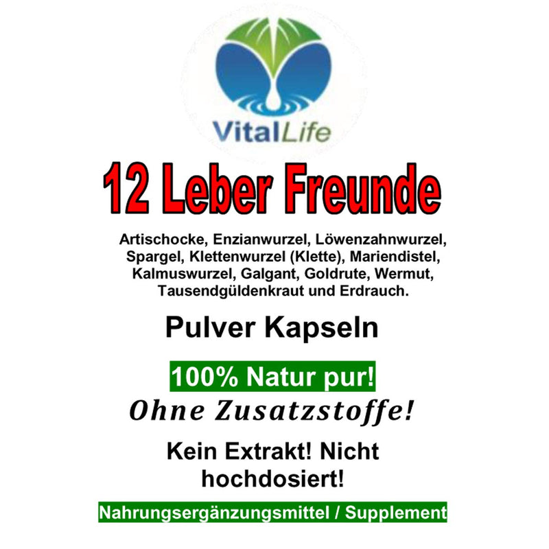 12 liver friends - 12 bitter herbs & bitter substances with milk thistle, artichoke, dandelion, gentian and much more. - 360 LIVER VITAL CAPSULES - PURE NATURE without ADDITIVES. 26314-360 - NewNest Australia