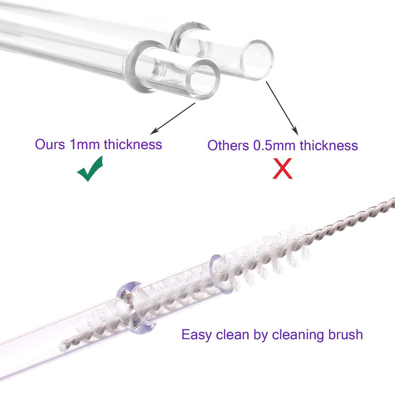 DAKOUFISH 11 Inch Clear Reusable Thick Tritan Plastic Replacement Drinking Straws Extra Long for 24oz & 40oz Mason Jar Tumblers,Dishwasher safe,Set of 12 Pcs Straws with Cleaning Brush (11inch, Clear) Transparent 11 Inch (Pack of 12) - NewNest Australia