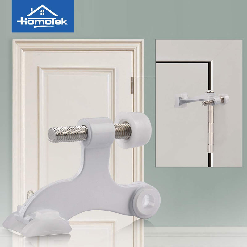 HOMOTEK 2 Pack Hinge Pin White Door Stopper,Adjustable Deluxe Heavy Duty Door Stopper 2-1/2"x1-3/4”,with White Rubber Bumper Tips White 2pack - NewNest Australia