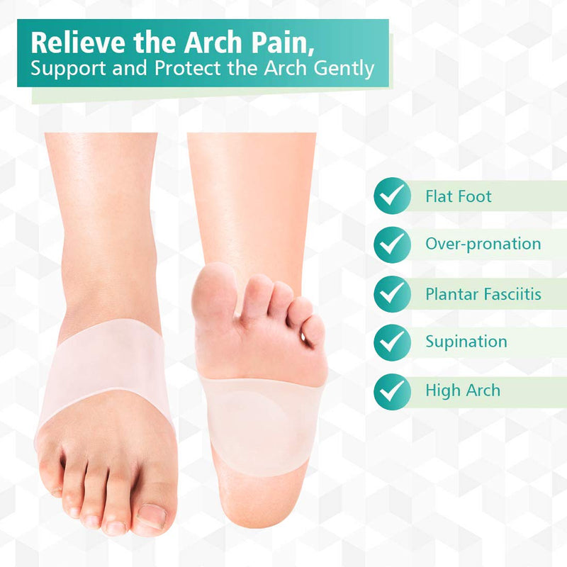 Arch Support Gel Pads for Plantar Fasciitis, Soft Silicone Arch Sleeves with Padded Cushions, Arch Support Inserts for Flat Feet, Fallen Arches, Reduce Foot or Heel Pain Relief ( 2 Pairs ) - NewNest Australia