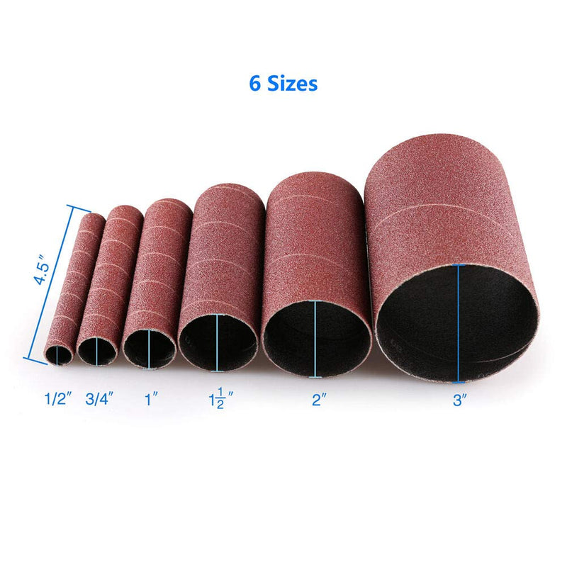 Aluminum Oxide Spindle Sanding Sleeves, 4.5 Inch Length 80/120/240 Assorted Grit (18 Pack) 80/120/240 Grit - NewNest Australia