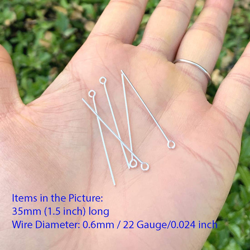 20pcs Authentic 925 Sterling Silver Eye Pins 18mm (0.7 inch) For Jewelry Beading Threading Making (Wire 0.6mm/22 Gauge/0.024 Inch) SS410 20 - NewNest Australia