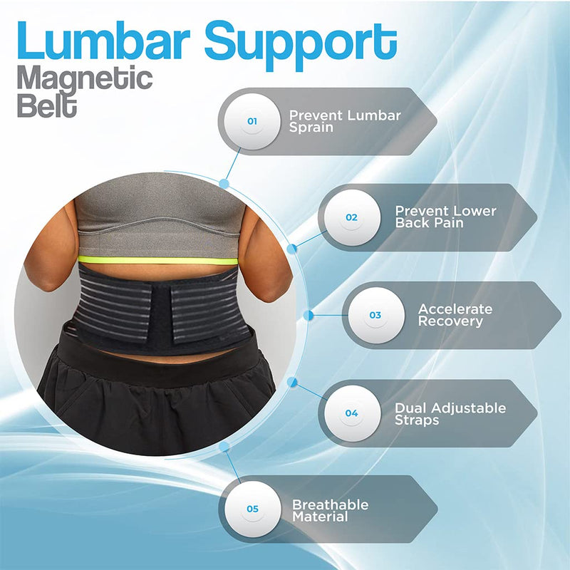 Lower Back Support Belt for men and women- Lumbar Support Self Heating & Soothing Back Brace Made With Breathable Materials & 20 Magnets For Optimal Pain Relief - back cracker Unisex Design M Black - NewNest Australia