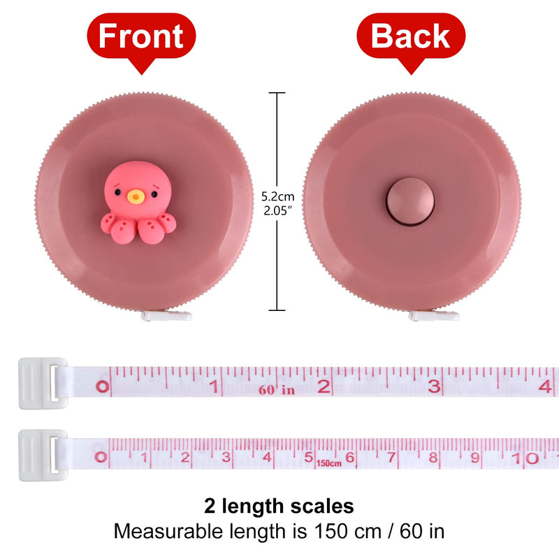 ASTARON 4 Pcs Soft Measuring Tape for Body Measurements Retractable，Cute Tape Measures Tailor Measuring Tape for Sewing 60 In / 1.5 M Tailors Measure Tape with Fractions Measure Ruler for Sewing Green/Red/Yellow/Blue - NewNest Australia