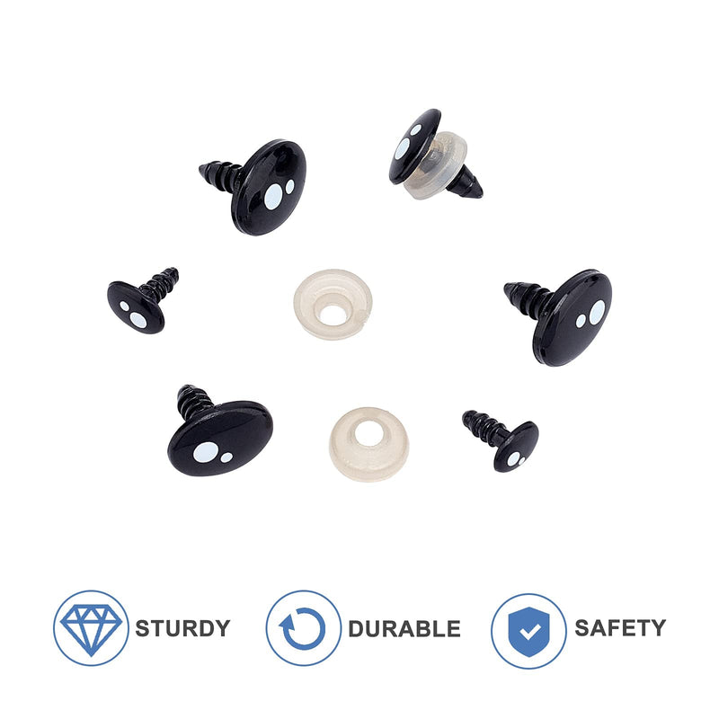 PH PandaHall 200pcs Kawaii Safety Eyes, 5 Sizes Craft Doll Eyes Black Stuffed Toy Eyes with Washers Oval Resin Felt Eyesfor Amigurumi, Doll, Puppet, Teddy Bear, Crochet Toy, Plush Animal Making - NewNest Australia