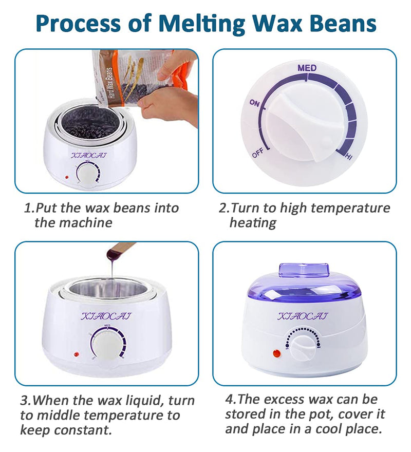 Hard Wax Beans Waxing Beads, Wax Hair Removal 400 G Wax Beads & 10 Pieces Applicator Sticks, Waxing Kit For Bikini Zone Eyebrows Brazilian, Painless At Home For Men And Women (4 X 100 G) - NewNest Australia