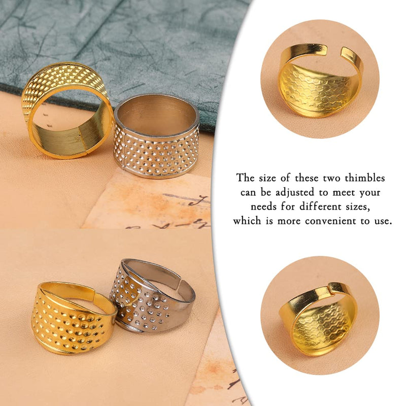 10pcs Hand-Working Sewing Thimble, Adjustable Metal Finger Shield Ring, Leather Coin Finger Protectors, Sewing Thimble Rings Cap Metal Shield for Knitting Quilting DIY Craft Tools - NewNest Australia