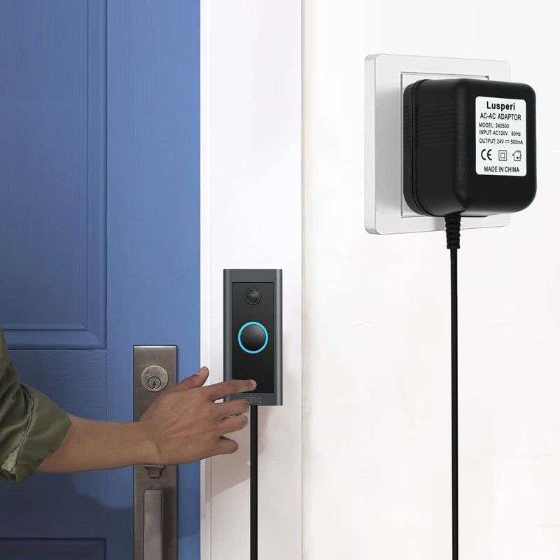 Extra Long 16.4 ft Extension Cabel Video Doorbell Power Transformer 24V 500MA, AC110-120V to AC24V Ring doorbell Adapter, Compatible with Visual Doorbell and Thermostat - NewNest Australia
