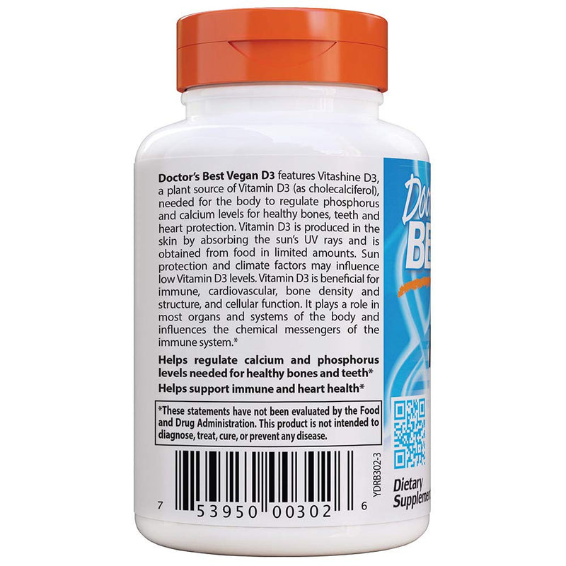 Doctor's Best Vitamin D3 2500IU with Vitashine D3, Non-GMO, Vegan, Gluten & Soy Free, Regulates Immune Function, Supports Healthy Bones, 60 Count 60 Count (Pack of 1) - NewNest Australia