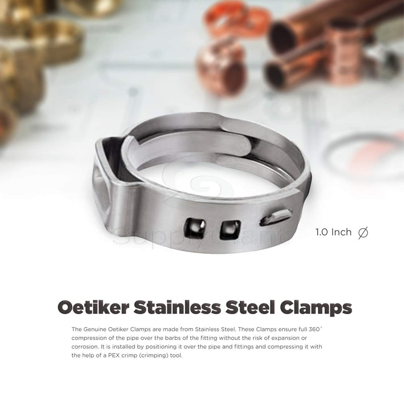 Supply Giant PUDS0100 1 Inch Oetiker Stainless Steel Crimp Rings, 360 Deg Stepless, Narrow Band, One Clamp Sizes, Grip Tool, Lightweight Design, Economical & Easy Install - NewNest Australia