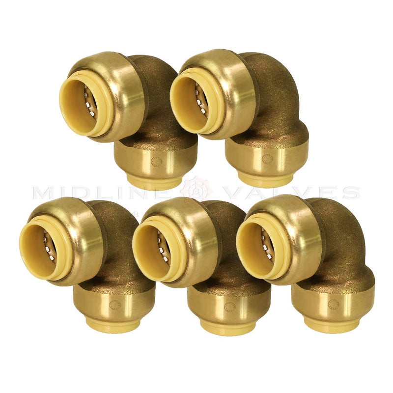 Supply Giant VQF9034-5 90 Degree Elbow Pipe Fittings Push to Connect Pex Copper, CPVC, 3/4 Inch, Brass Pack of 5, 5 Count - NewNest Australia