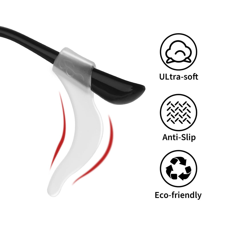 Wllhyf 10 Pairs Silicone Glasses Ear Pad Grips Prevent Glasses Slipping, Soft Comfortable Glasses Ear Hook Sleeve Transparent Anti-Slip Ear Grippers For Sunglasses Reading Glasses (White) - NewNest Australia