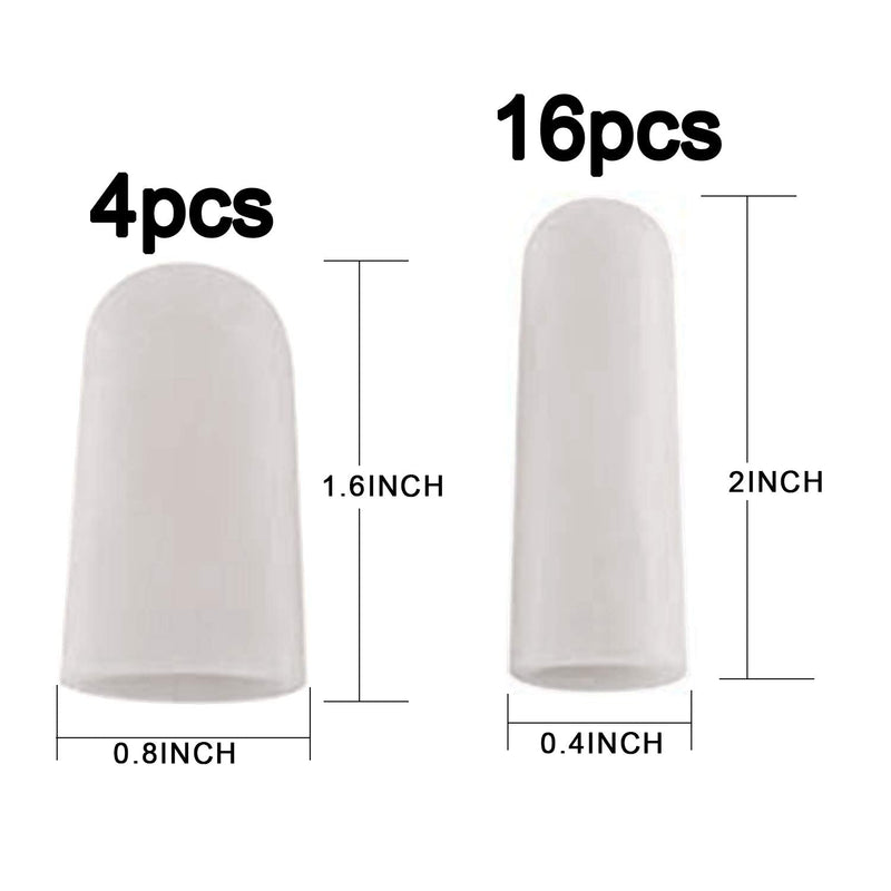 Gel Finger Support Protector Gloves, Gel Finger Cots/Covers - Different Sizes Silicone Fingertips for Hands Cracking, Eczema Skin (20pcs White) - NewNest Australia