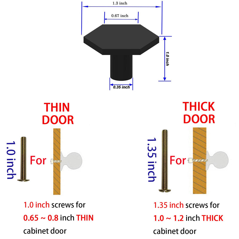 trust4care 4-Pack Flat Black Hexagon Knobs Pull for Bedroom Cabinet, Solid Zinc 1-1/3 Inch Black Hex Dresser Pulls Drawer Knob for Kitchen Furniture Decorative - NewNest Australia