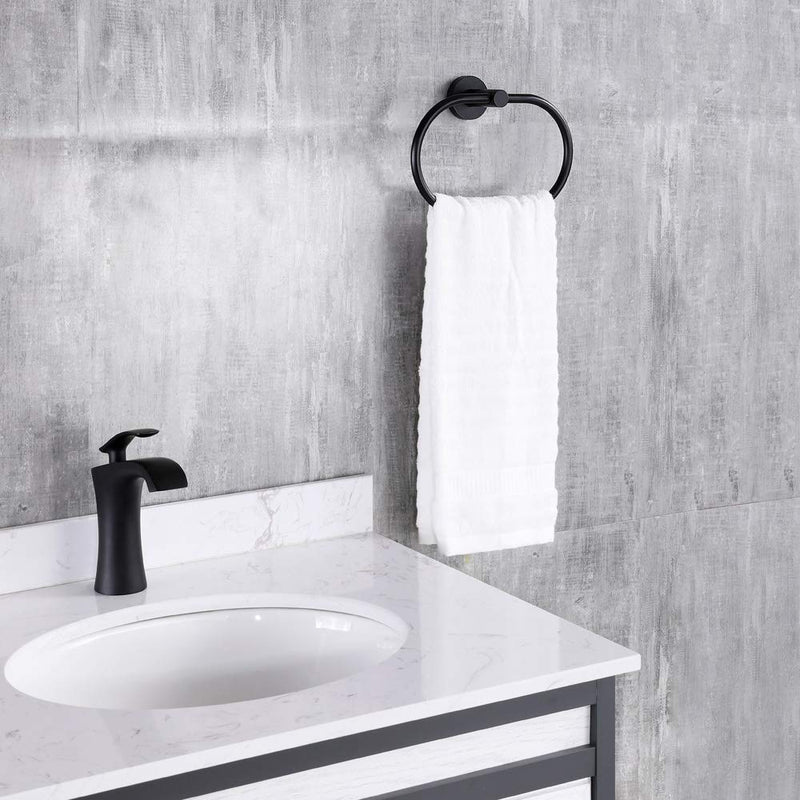 Matte Black Towel Ring, APLusee Stainless Steel Swivel Hand Towel Holder, Modern Kitchen Bathroom Accessories Home Drying Storage Rail Space Saver Matte Black - NewNest Australia
