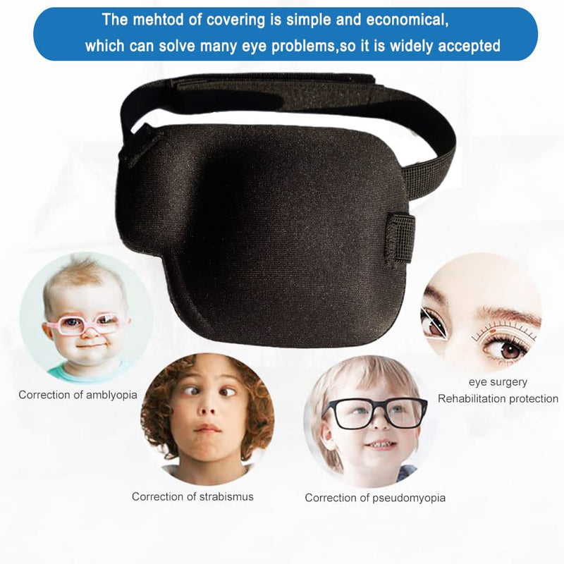 RIKEYO 2Pcs 3D Eye Patches for Adults, Adjustable Medical Eyepatch for Lazy Eye,Large Black(Right Eye) - NewNest Australia