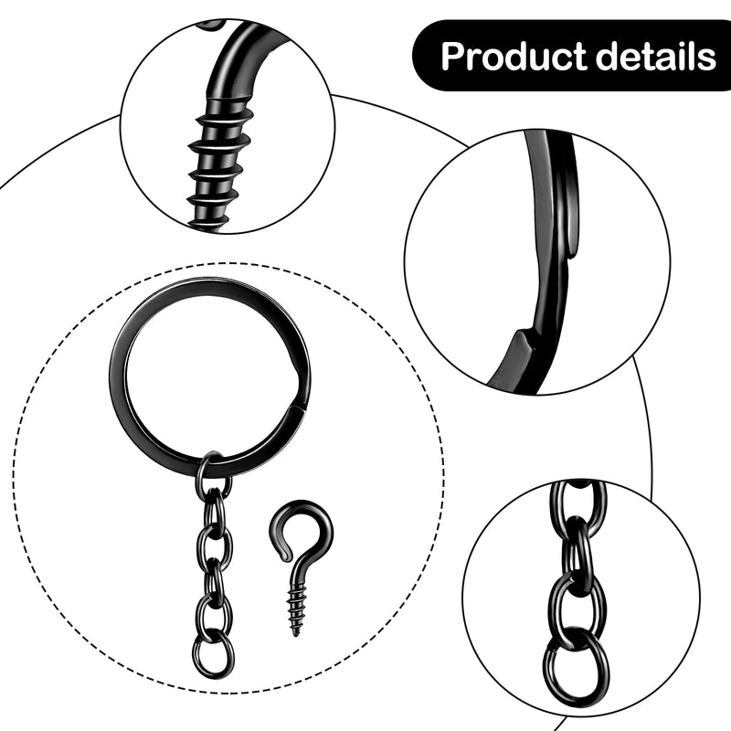 250 Pieces Keychain Rings Including 35 Pieces Keychain Rings and Jump Rings and 180 Pieces Screw Eye Pins for Jewelry Making (Black,25 mm) Black 25 mm - NewNest Australia