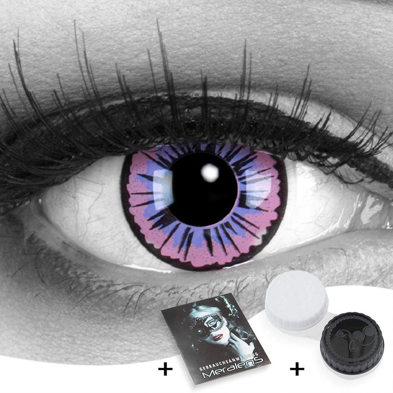 Funnylens 1 Pair Of Colored Purple Crazy Fun Annual Contact Lenses Purple Fairy With Black Rim Perfect For Carnival, Carnival And Halloween, Halloween. With Free Lens Case! - NewNest Australia