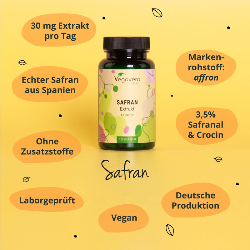 Saffron Capsules | 30 Mg Affron Saffron Extract (3:1) From Spain | 3.5% Saffranal & Crocin | Vegan & No Additives | German Production By Vegavero | 120 Capsules - NewNest Australia