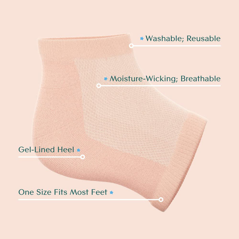 Bare August Oh So Healing Moisturizing Heel Repair Socks - Overnight Spa Sleep Socks with Hydrating Therapy Gel for Softening Dry Cracked Heels - NewNest Australia