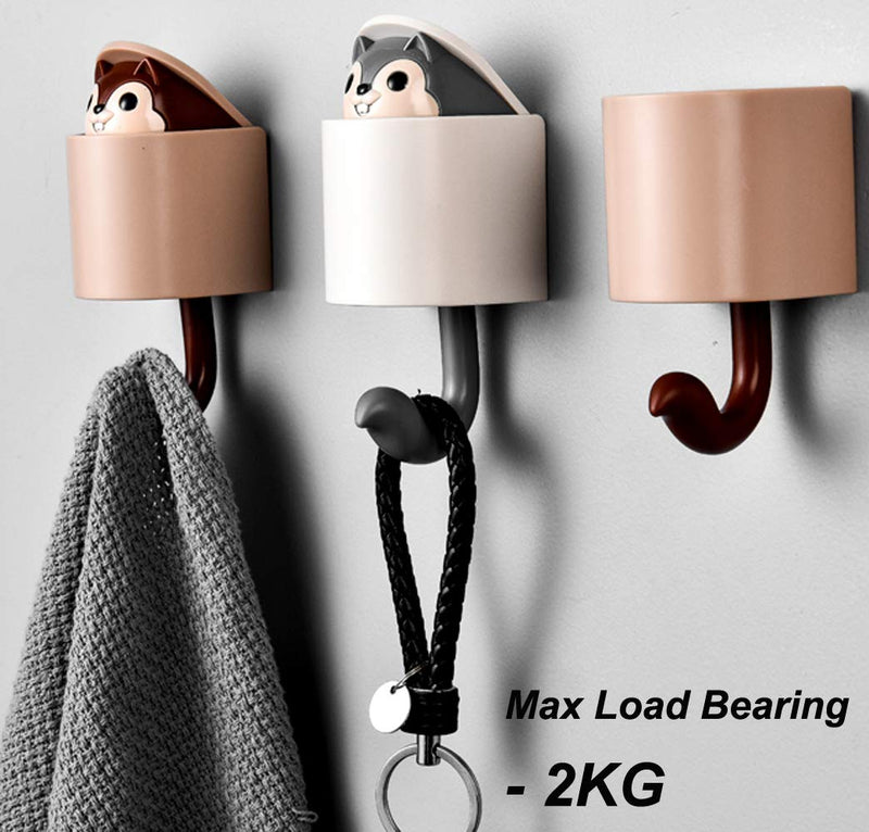 NewNest Australia - Maydahui 4PCS Squirrel Shaped Adhesive Wall Hook for Kids Room Living Room Bedroom Home Decoration 