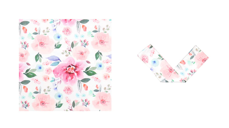 Terriboo Nerborn Receiving Blanket and Headband Set Flower Print Baby Swaddle Wrap Floral (Floral) - NewNest Australia