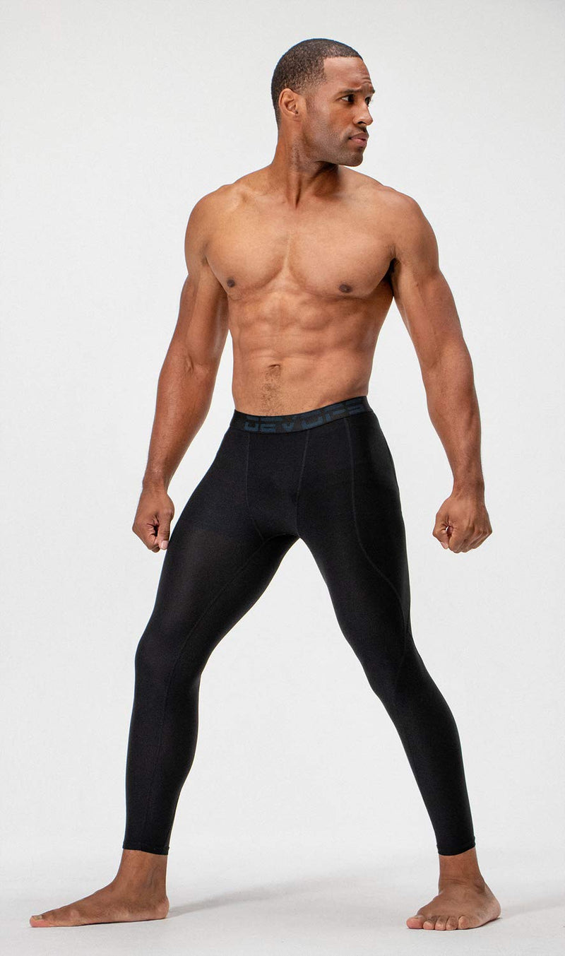 DEVOPS 2 Pack Men's Compression Pants Athletic Leggings with Pocket/Non-Pocket X-Large 1# (Basic) - Black / Camo Black - NewNest Australia