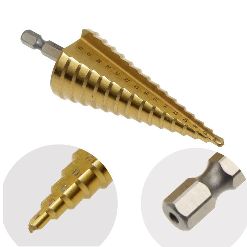 3Pcs High-Speed Steel Step Drill Bit Set, LepoHome Cone Titanium Coated Metal Hole Cutter 1/4" Hex Shank Drive Quick Change 4-12mm/4-20mm/4-32mm - NewNest Australia