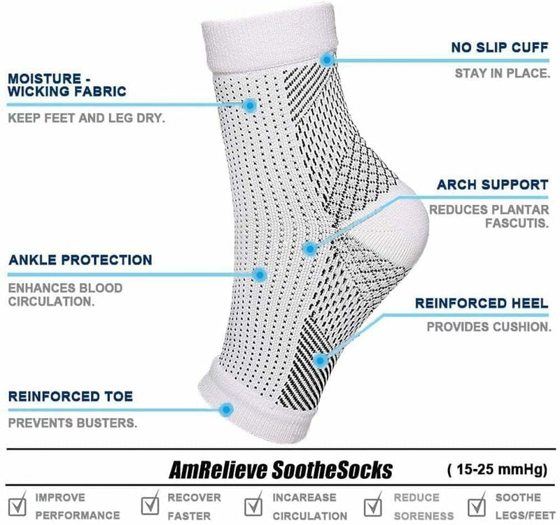 GINGER TECH 4 Pairs Ankle Support Compression Socks, Plantar Fasciitis Socks Neuro Socks, Ankle Support Brace for Ligament Damage Neuropathy Socks for Men and Women, Fit for Feet Size 5-9, Black - NewNest Australia
