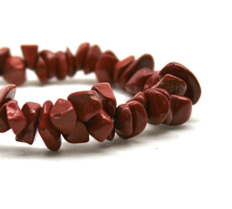 DOJA Barcelona | Natural Stone Red Jasper Chip Bracelet | Pack 2 | Elastic Bracelet of Natural Minerals, Energy Stones, Healing Crystals | Healing Bracelet for Men or Women - NewNest Australia