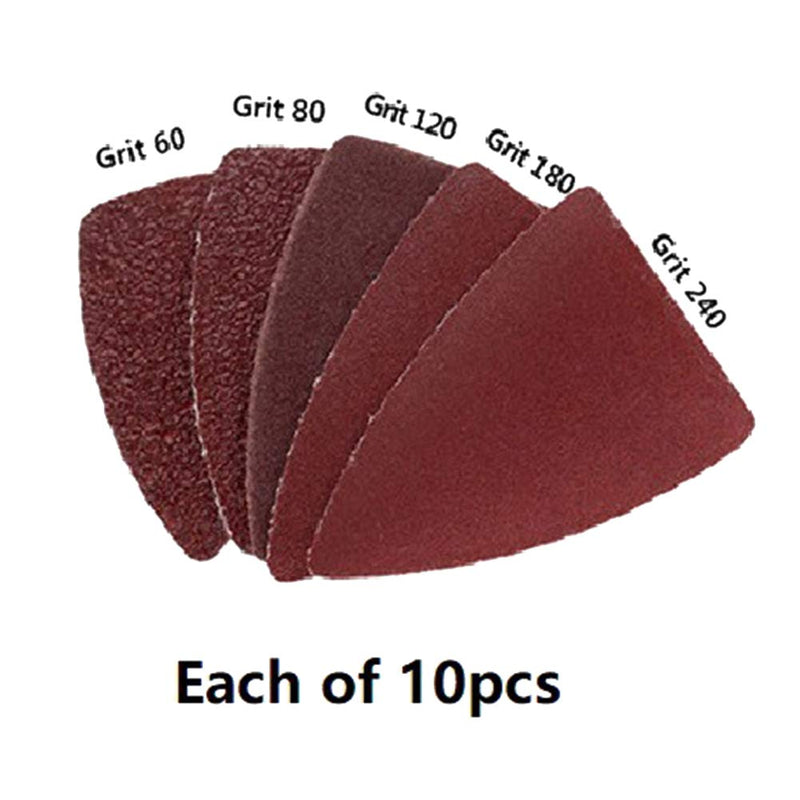 Finger Oscillating Multi Tool, Triangle Sanding Pads with 60/80/100/120/240 Sandpaper and Finger Sanding Pad Hook Accessories Kits for Craftsman 51pcs/set - NewNest Australia