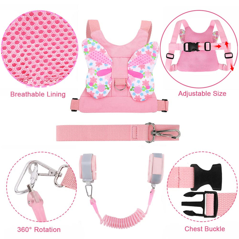 Accmor 3 in 1 Toddler Harness Leashes + Anti Lost Wrist Link, Kids Harness Children Leash for Girls, Child Anti Lost Leash Baby Cute Harness Belt Strap Hold Kids Close While Walking Pink - NewNest Australia