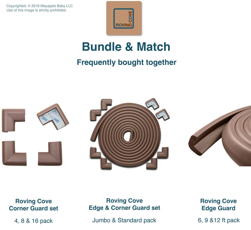 Roving Cove Baby Proofing Corner Guards (4 Corners), Heavy Duty (Shore A 20-N Density), Soft NBR Rubber Foam, 3M Pre-Taped, Coffee Brown 4 Count (Pack of 1) - NewNest Australia