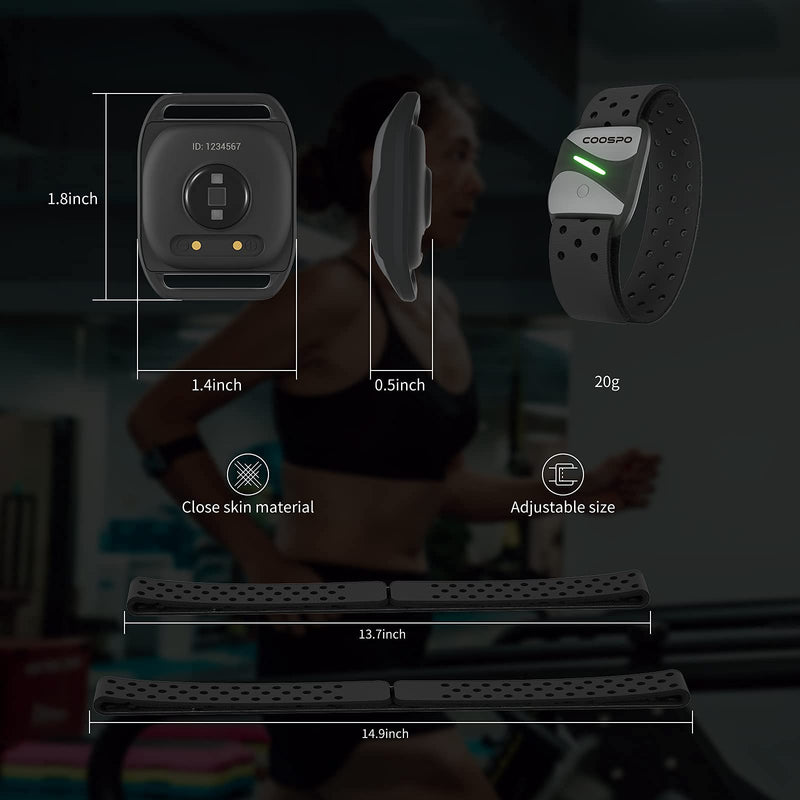 COOSPO HW807 Armband Heart Rate Monitor, Bluetooth 5.0 & ANT+ Dual HRM with HR Zone Heart Rate Variability, Optical HR Sensor with IP67 for Peloton Strava Zwift DDP Yoga - NewNest Australia