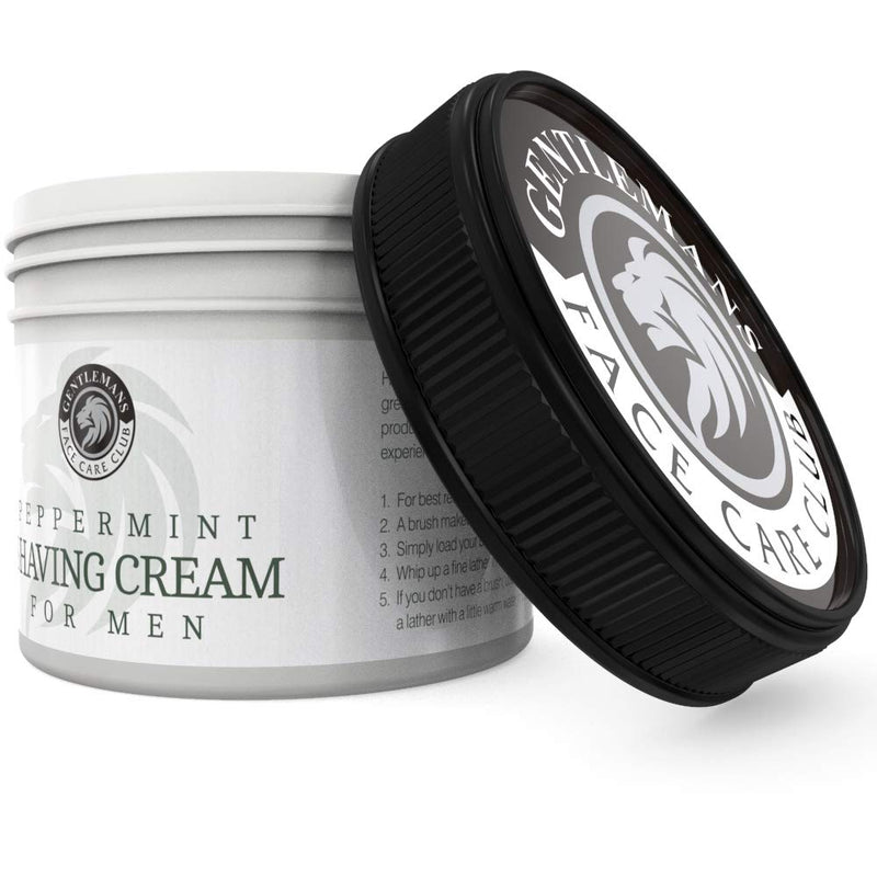 Shaving Cream For Men - Vegan Friendly Peppermint Shave Cream From Gentlemans Face Care Club - Extra Large 150ml Pot With ‘Easy Grip’ Lid + 100% Satisfaction Guarantee - NewNest Australia