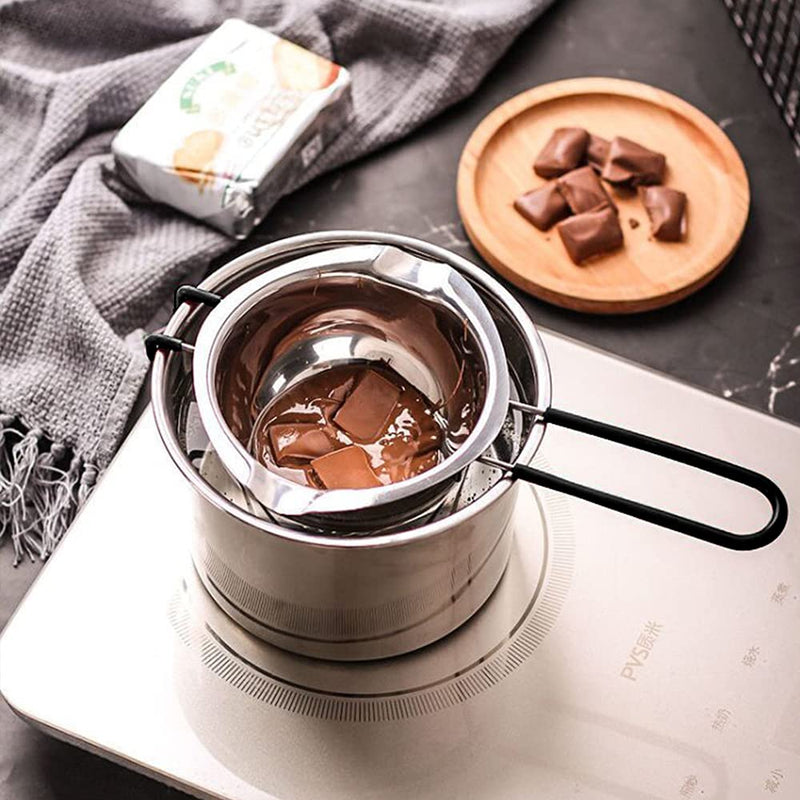 2 Pack Double Boiler Pot Set Stainless Steel Melting Pot with Silicone Spatula for Melting Chocolate, Soap, Wax, Candle Making (600ml and 1600ml) 1600 ML+600ML - NewNest Australia