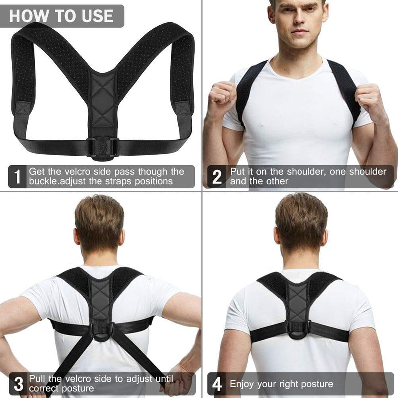 Posture Corrector for Men and Women, upper Back Brace, Clavicle Spine support, Adjustable Back Straightener and Providing Pain Relief from Neck, Back & Shoulder Fits Size M-L (20-48 In) - NewNest Australia