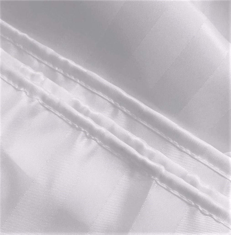 S·Lattye Extra Long Washable Shower Curtain Liner Bathroom Waterproof Fabric Cloth Polyester (Best Hotel Quality Friendly Damask Stripe) with Curved Plastic Hooks Set - 72 x 84, White 72" x 84" Stripe White - NewNest Australia