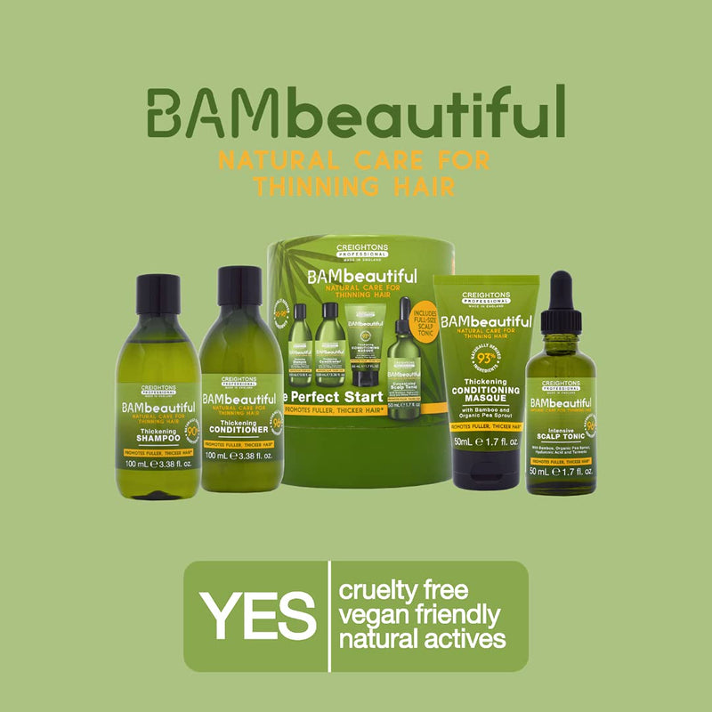 BAMbeautiful Perfect Start Set (Thickening Shampoo, Conditioner, Scalp Tonic & Conditioning Masque) - Natural Care for Thinning Hair, Promotes Fuller, Thicker Hair. - NewNest Australia