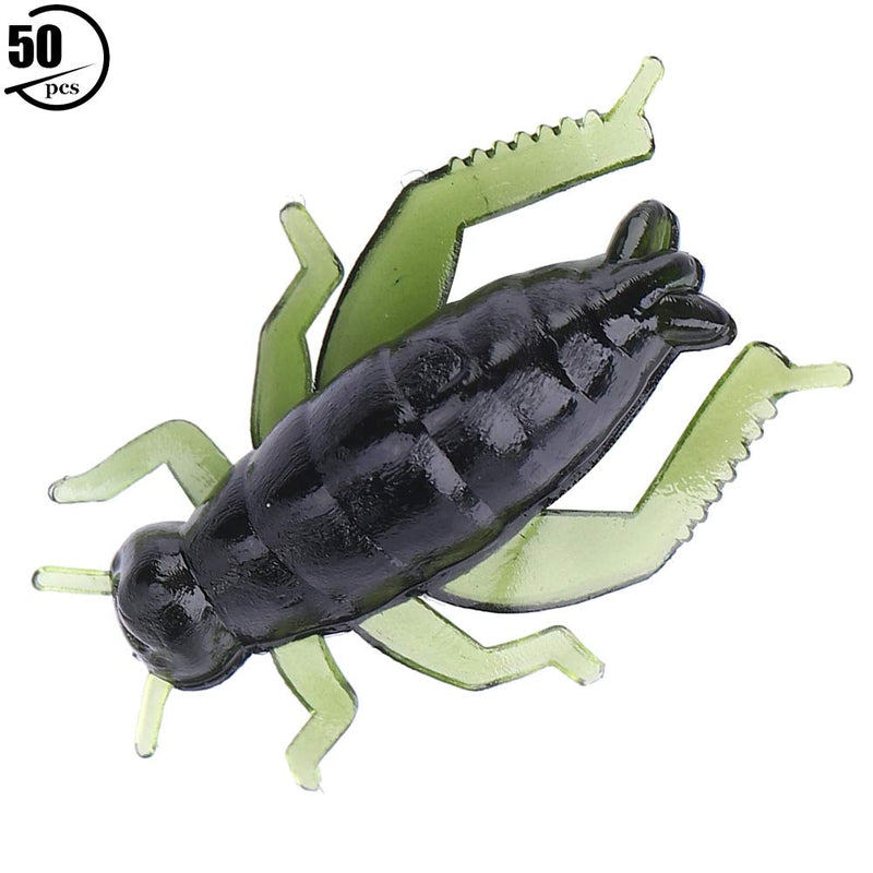 50PCS Soft Fishing Lure Kit Fishing Baits Fake Artificial Lure Green Soft Plastic Cricket Insects - NewNest Australia
