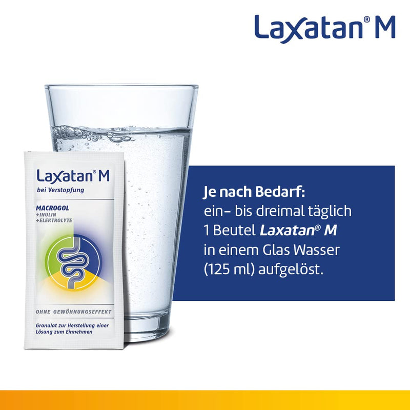 Laxatan M – does not solve constipation immediately, but gently, without habituation effect & well tolerated | With macrogol, electrolytes & inulin | 10 bags (drinking granules) 10 pieces (pack of 1) - NewNest Australia