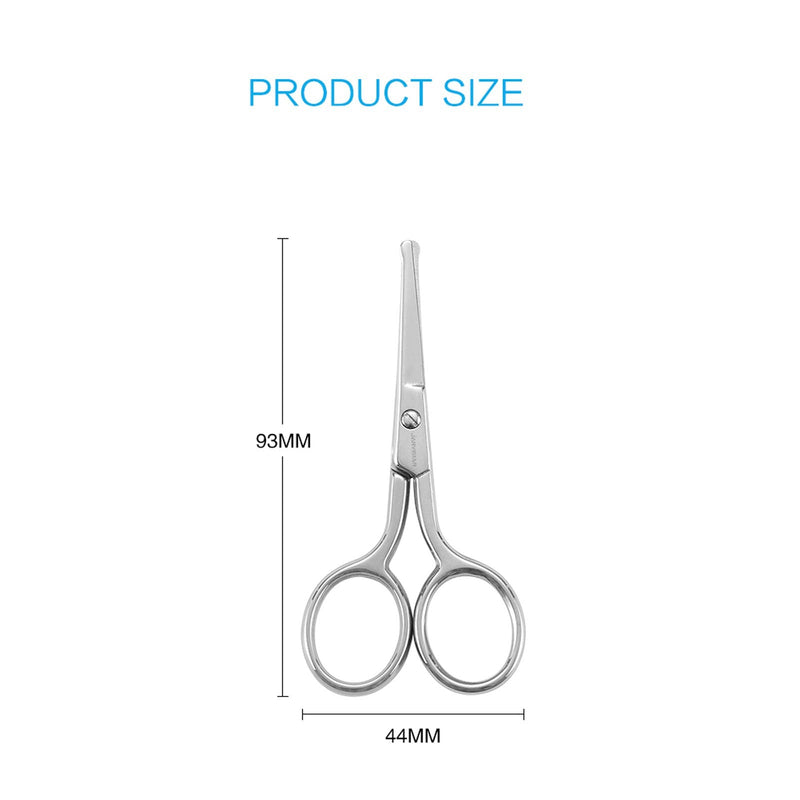 JARVISTAR Nose Hair Scissors Ear Hair Scissors Beard Scissors with Stainless Steel Straight Rounded Tip, Premium Manicure Stainless Steel Rounded Facial Scissors for Men, Nail Scissors, 93 mm Silver & Straight - NewNest Australia