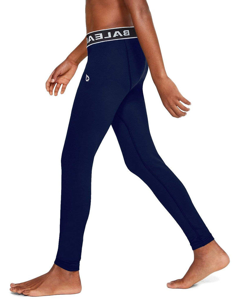BALEAF Youth Boys'/Girls' Compression Pants Base Layer Yoga Leggings Sports Tights Running Workout Training X-Small Navy - NewNest Australia