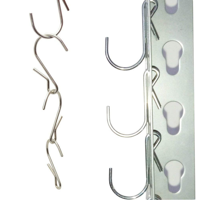 NewNest Australia - LJY 50 Pieces Clip Type Pot Rack Hanging Gutter Grid Hooks S Shaped Metal Hangers with Plastic Storage Box for Kitchen Bedroom Office Wire Shelving Pegboard 